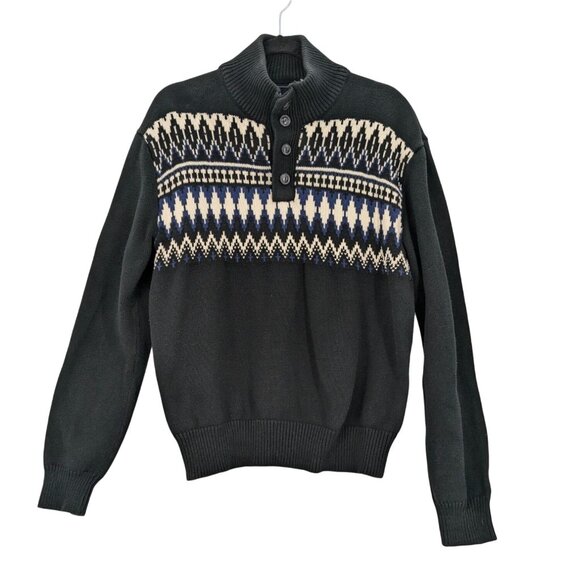 Vintage Chunky Knit Henley Sweater Men Size XL Fair Isle Nordic Cabin Heritage - Picture 1 of 9